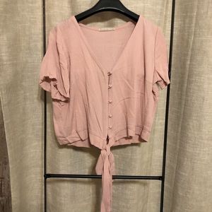 Pink cropped tie top